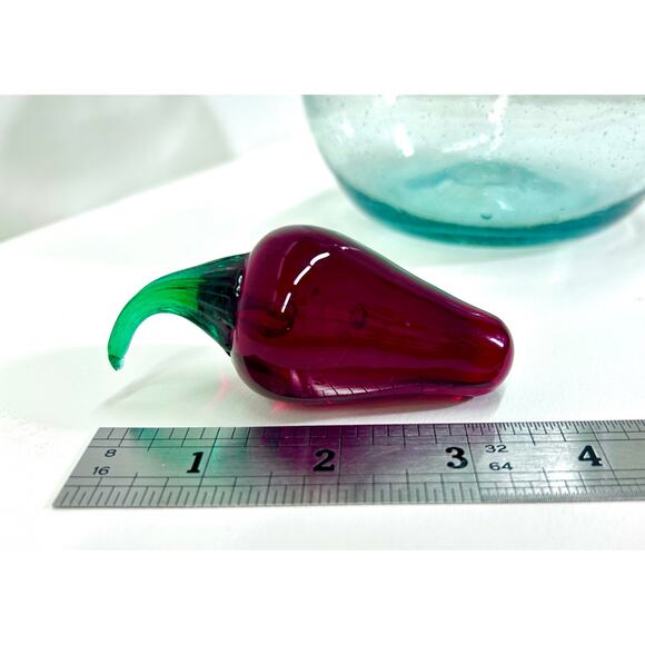 Art Glass Carafe Decanter - Red Chili Pepper Stopper, 1L Made in Spain - VTG 90s - Picture 6 of 9